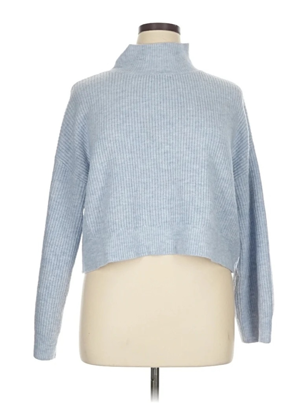 Nordstrom BP Cropped Mock Neck Sweater - Baby Blue